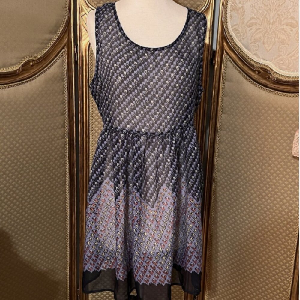 Xhileration. Sz Large. Chiffon Cover-up. Pinafore, or Dress Overlay. Tie. B51